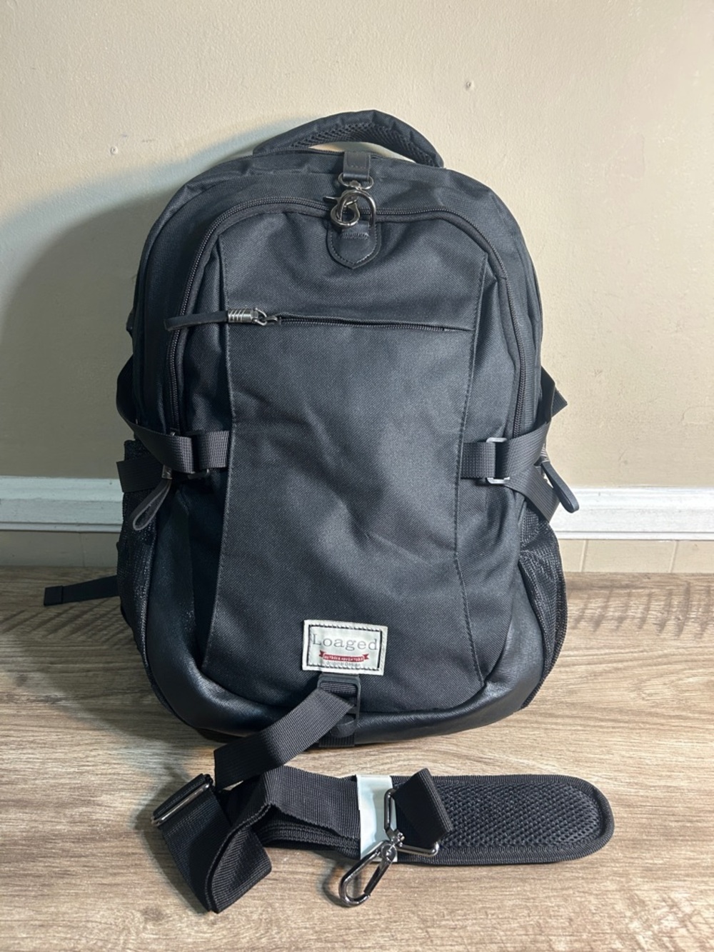 Loaged Black Everyday Backpack Laptop Bag.